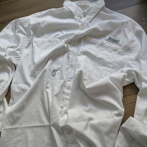 Columbia PFG White Button-Up Shirt